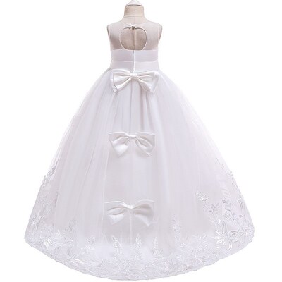 Tailing Girls Christmas Dress Costume White Bridesmaid Kids