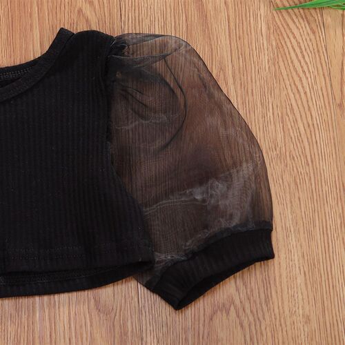 Toddler Little Girls Outfit Summer Puff Sleeve Round Collar