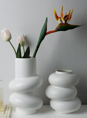 Behanmei Special-shaped Ceramic Vase Hydroponic White Home M