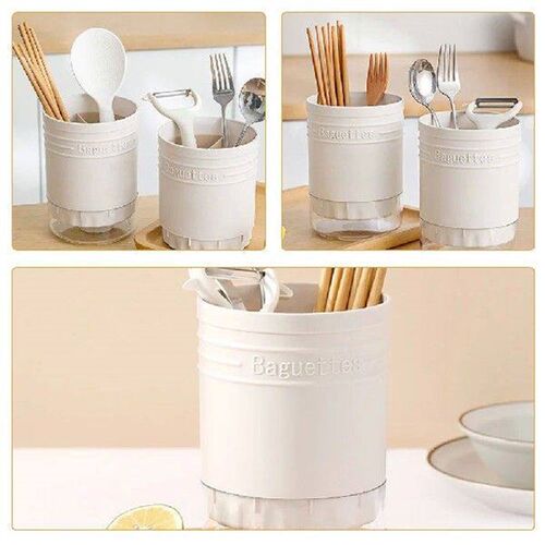 Round Draining Kitchen Utensil Holder Cutlery Storage Box
