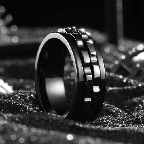 Fashion Punk Style Gear Rotating Anxiety Fidget Ring Titaniu