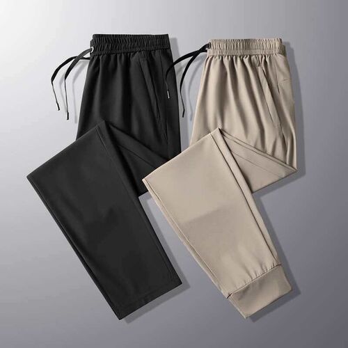 Summer Thin Mens Extra Large Size Ice Silk Pants Elastic Wa