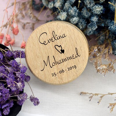 Personalized Rustic Wedding Wood Ring Box Holder Custom Your