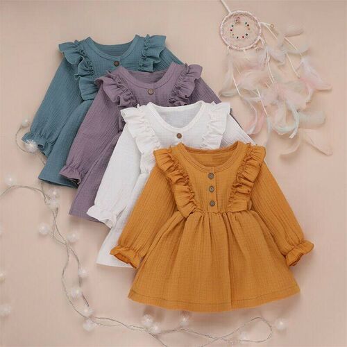 Ma&Baby 1-6Y Toddler Kid Baby Girls Dress Vintage Ruffles Lo