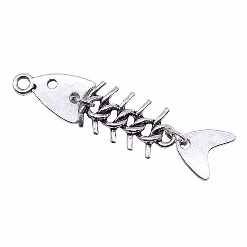WYSIWYG 4pcs 46x11mm Antique Silver Color Fish Bone Charms P