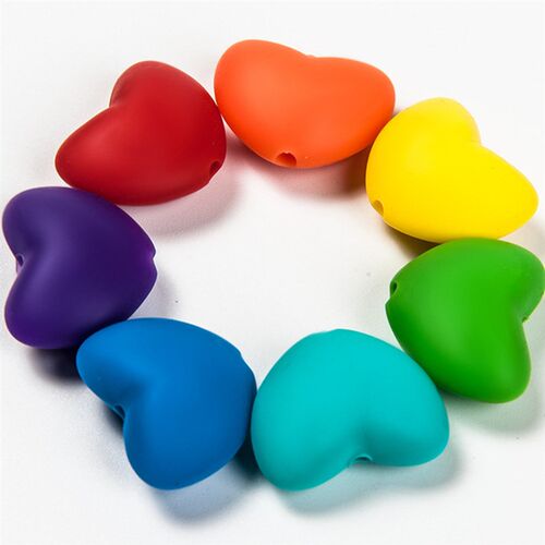 Cute-Idea 10pcs Heart  Silicone Beads Teether Chewable Teeth