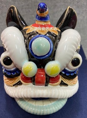 石湾陶瓷公仔舞醒狮汽车载小摆件旅游手信店铺开业送礼招财动物
