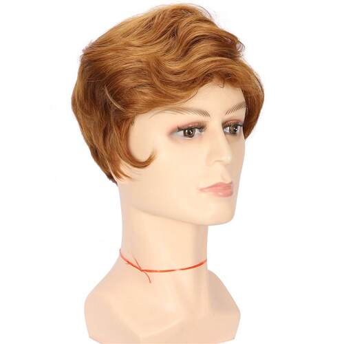 Fashion Mens Wig Light Brown Fluffy Short Hair Chemical Fib