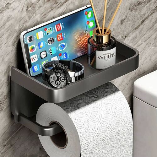 Toilet Paper Holder Wall-Mounted Paper Roll Holder Storage T