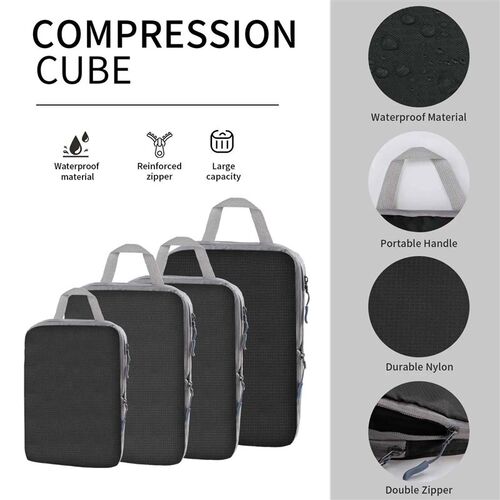 5/8pc Set Compression Packing Cube Extensible Waterproof Org