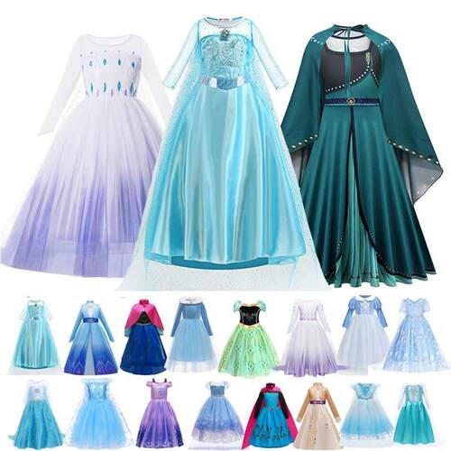 Anna Elsa Princess Dress For Girl Birthday Party Tulle Prom