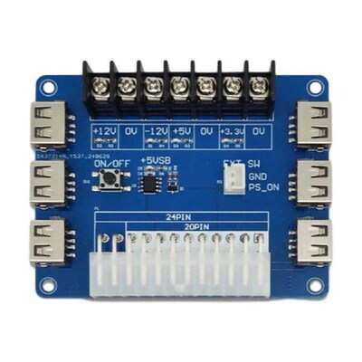 ATX Power Supply Breakout Board 20/24pin 5V/2A 6 USB