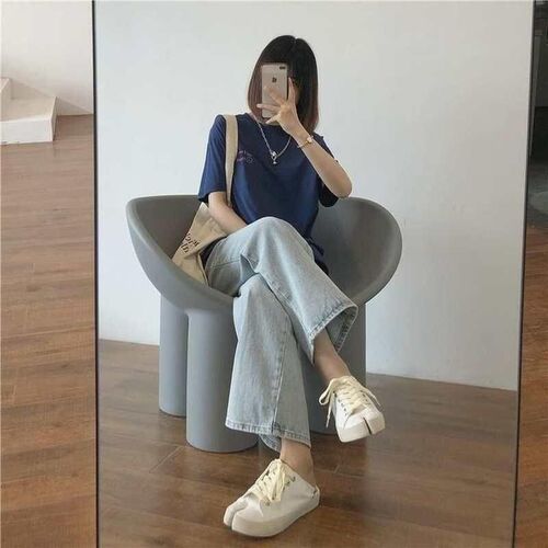 Women Jeans Vintage Female Wide Leg Trousers Lace Pleated Wo