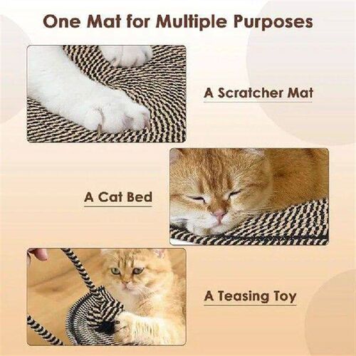 Cat Scratch Mat Round Floor Scratching Mat With Toy Cat Bed