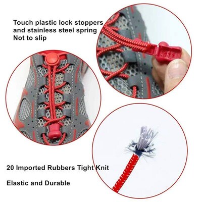 1 Pair 22 Color Elatic Shoelace Round Locking No Tie Shoe La