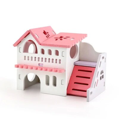 Wooden Hamster Nest Sleeping House Home Luxury Cage Pet  Hid