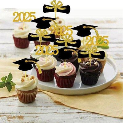 2025 Graduation Cupcake Toppers, 24PCS Food/Appetizer Picks