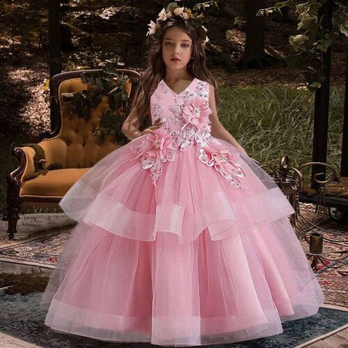 2023 Flower Girl Wedding Party Bride Flower Embroidery Dress