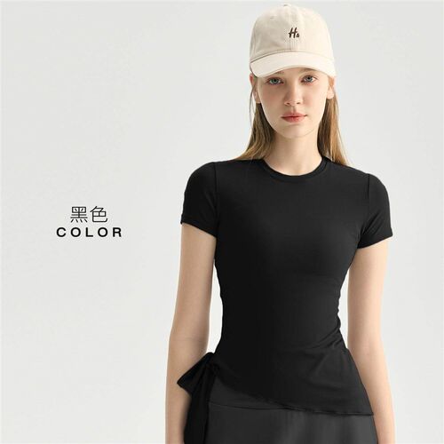 Strap yoga short sleeved womens breathable yoga suit top