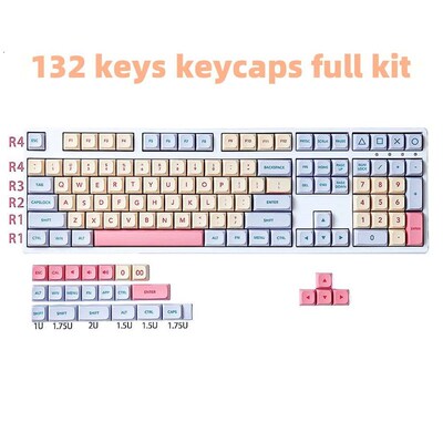Marshmallow 132 Keys Keycaps PBT Dye Sublimation XDA Profile
