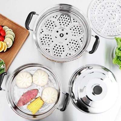 d steamer 3-storey steam cooker pot gas double-layer steamer