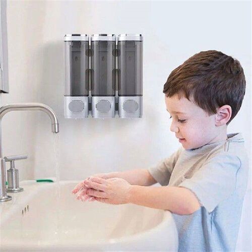 3 Heads Soap Dispenser Wall-mount Shower Bath Shampoo