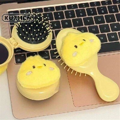 Funny Stuffed Chicken Plush Hairbrus Folding Massage Comb