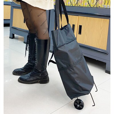 Foldable Grocery Shopping Cart Food Organizer Trolley Bag O