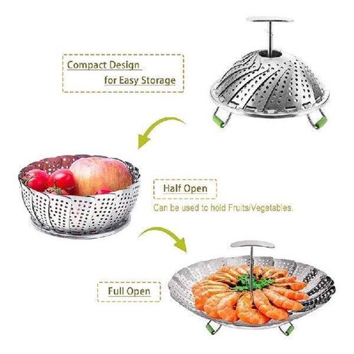 Stainless Steel Folding Vegetable Steamer Basket,Insert For