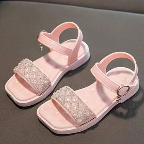 2024 New Girls Rhinestone Sandals Summer Kids Open Toe Beach