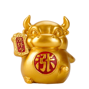 中式生肖牛招财茶宠茶玩摆件精品开业乔迁送礼创意涨停令桌面装饰