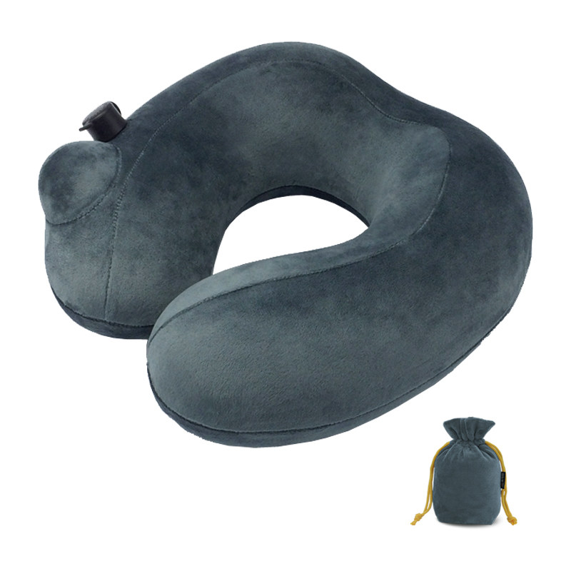 按压式充气U型枕旅行枕脖子枕护颈头枕旅游便携空气U形飞机靠枕