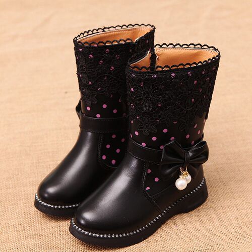 2025 Childrens High Top Cotton Shoes With Bow Pendant Lace
