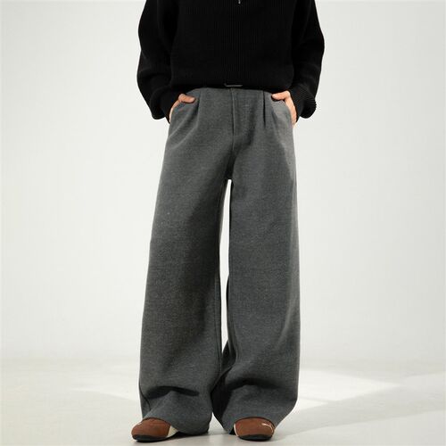 G Heavy Textured Woolen Casual Pants Mens Drapey Loose Stra