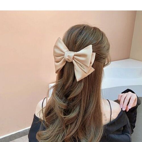 Three-Layer Satin Big Bow Hairpin Back Head Spring Clip Head