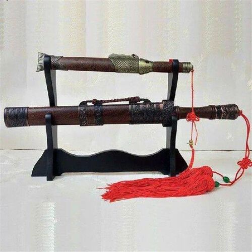 2 Tier Sword Stand Samurai Sword Display Velvet Padded Rack