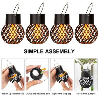 4 PCS Solar Lanterns Outdoor Waterproof Solar Hanging Light