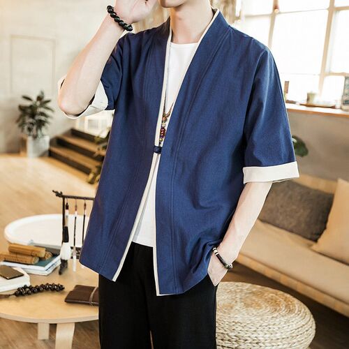 Vintage Chinese Style Mens Linen Husk Suit Tang Suit Chines