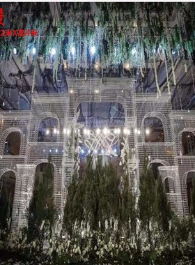 铁艺波浪白色路引婚庆道具舞台装饰铁丝网格城堡长廊公主亭子婚礼