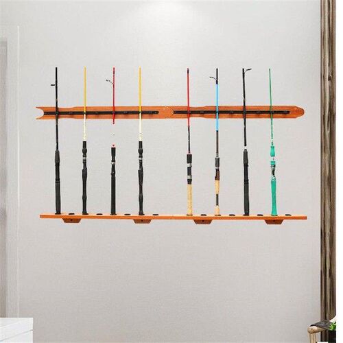 Fishing Rod Wall Rack Organizer Holds up to 8 Rods
