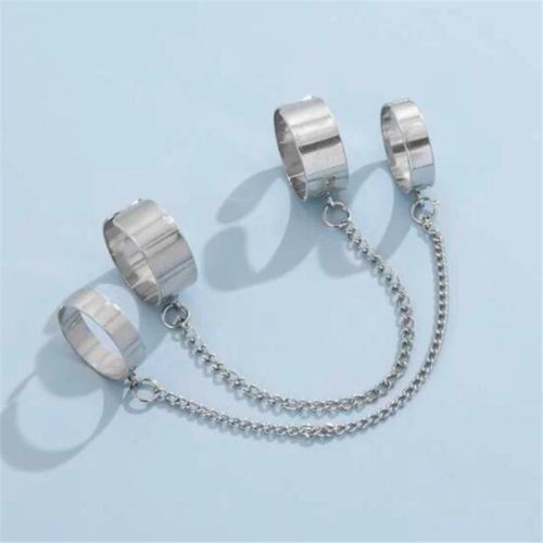 Punk Cool Hiphop Chain Rings Multi-layer Adjustable Open Fin