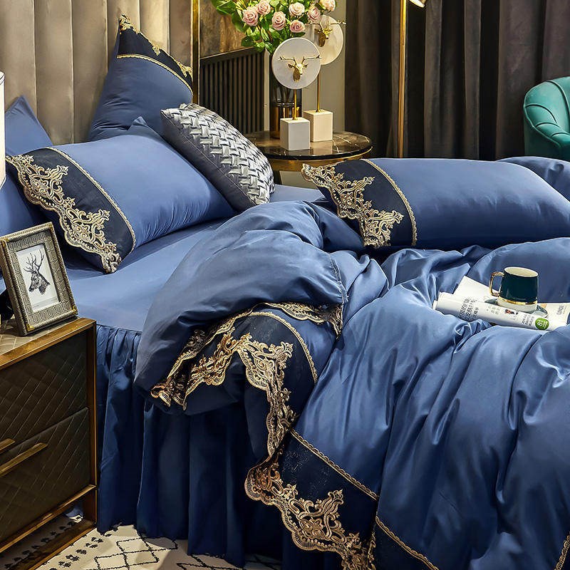 Lace Edge Bed Skirt Bedspread Sanding Four-piece Set 1.5 M 1 - 实物图