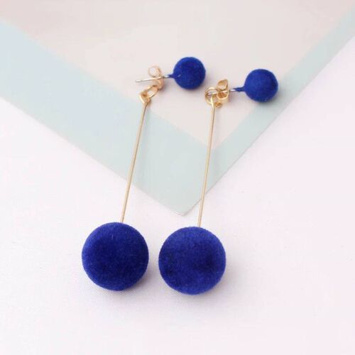 New Blue Color Dangle Earring for Women Round Metal Flower L