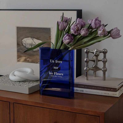 CuteLife Acrylic Vase Klein Blue Book Transparent Modern Dec