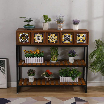 欧式阳台实木花架落地式室内多层创意花几客厅高档铁艺置物花架子