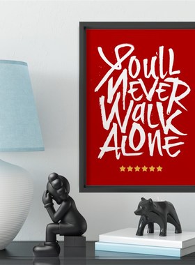 利物浦你永远不会独行实木装饰相框照片墙桌摆挂框摆件家居酒吧