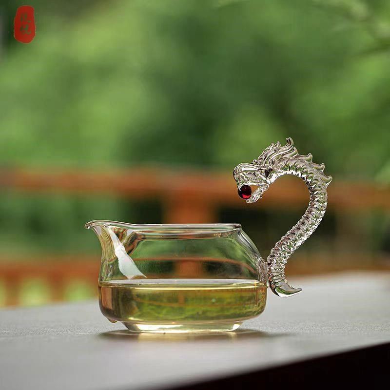 耐热玻璃公道杯高档龙把茶具手工分茶器耐高温匀杯