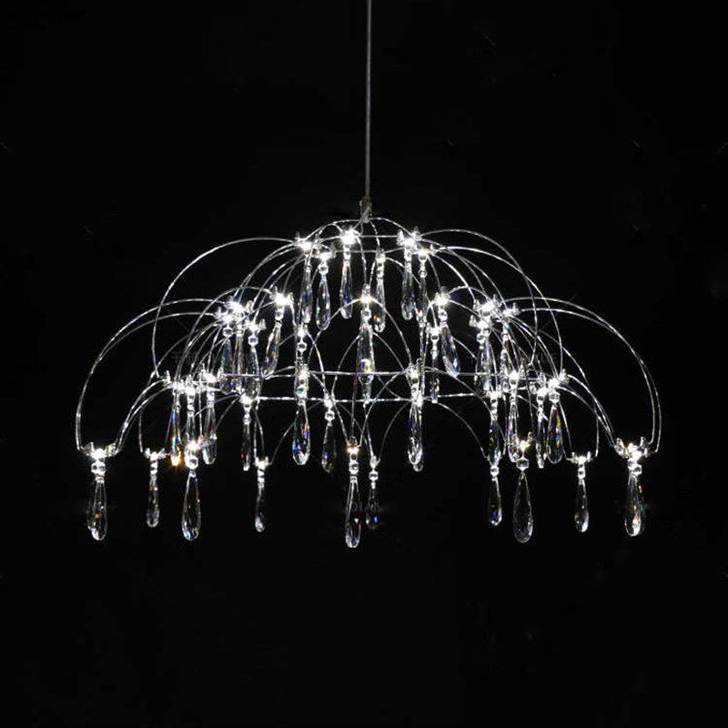天穹之伞水晶吊灯萤火虫火花球餐厅灯创意艺术设计感圆桌灯后现代