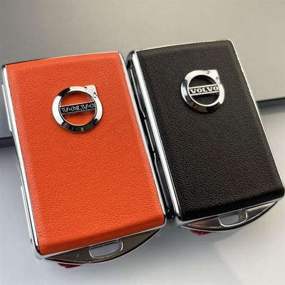 沃尔沃钥匙套纳帕纹真头层牛皮XC60XC90XC40S60S90合金改装替换壳