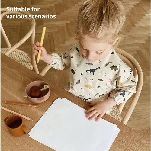 Babys Soft Waterproof Bib Kid Long Sleeves Adjustable Feedi